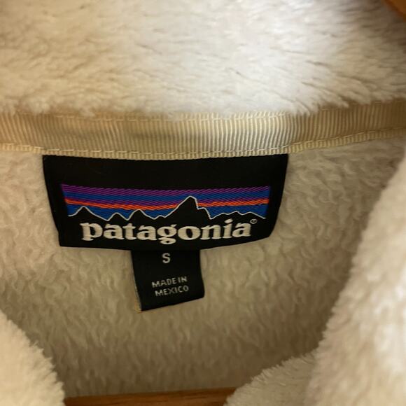 Women's Small Patagonia Retool Snap Fleece Raw Linen White Pullover - Picture 5 of 7